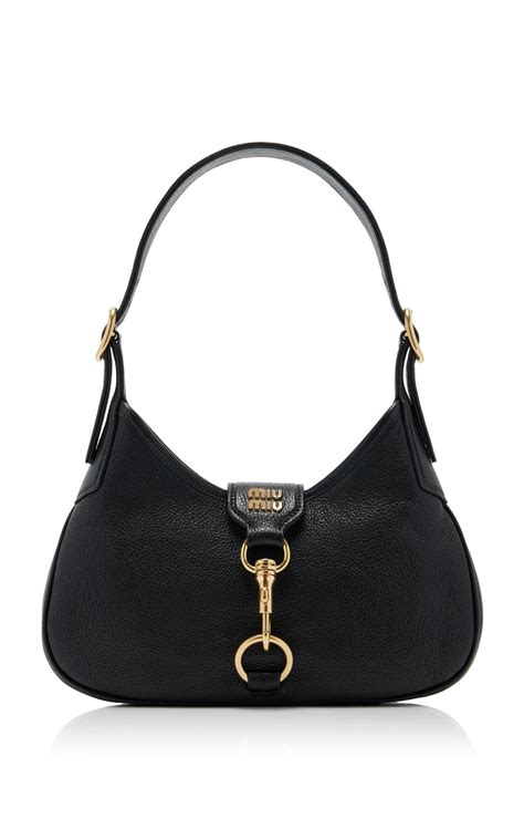 Miu Miu Madras Leather Hobo Bag 'Black' 